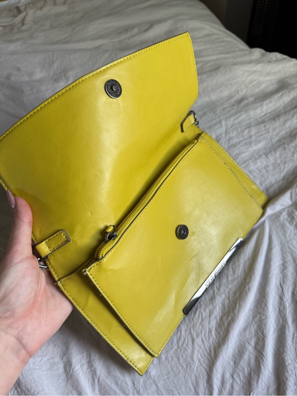 Steve Madden Yellow Leather Crossbody Clutch